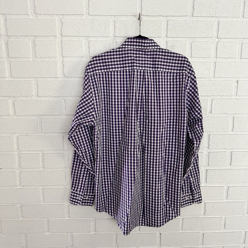 Brooks Brothers Original Polo Shirt Button Up Mens Medium Purple White Check - Picture 4 of 10